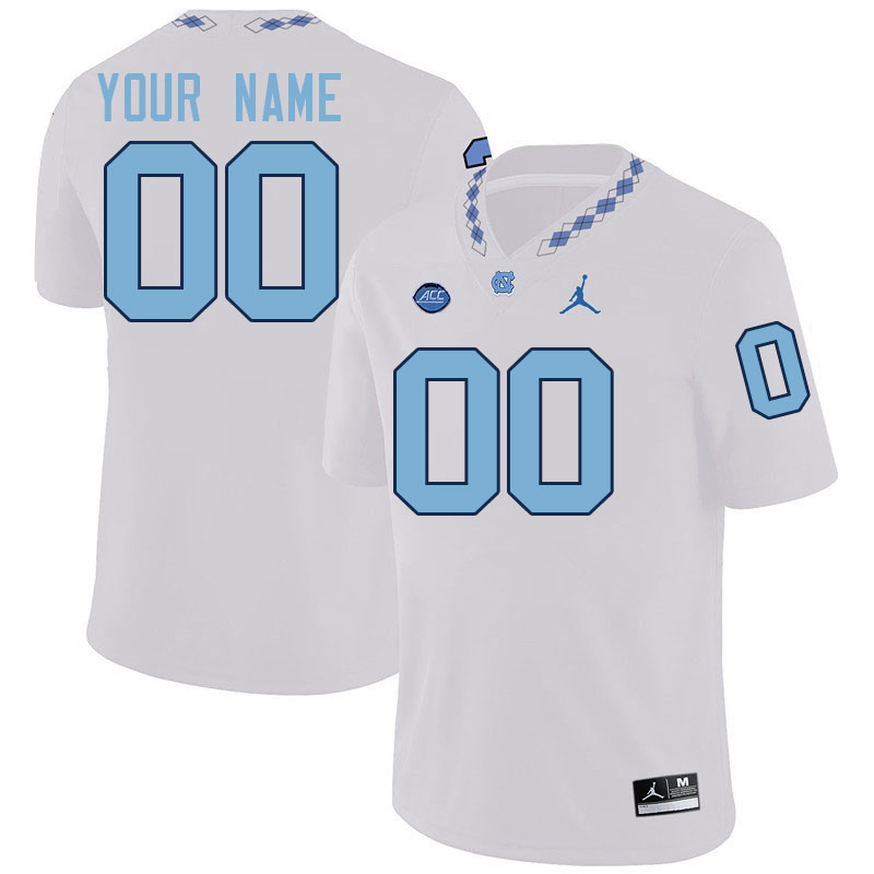 Custom North Carolina Tar Heels Name And Number College Football Jerseys Stitched-White